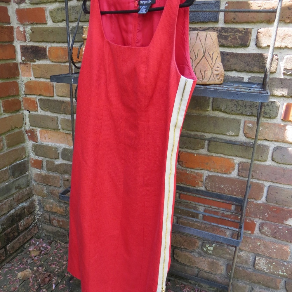 Etcetera designer red cotton, linen dress size 6